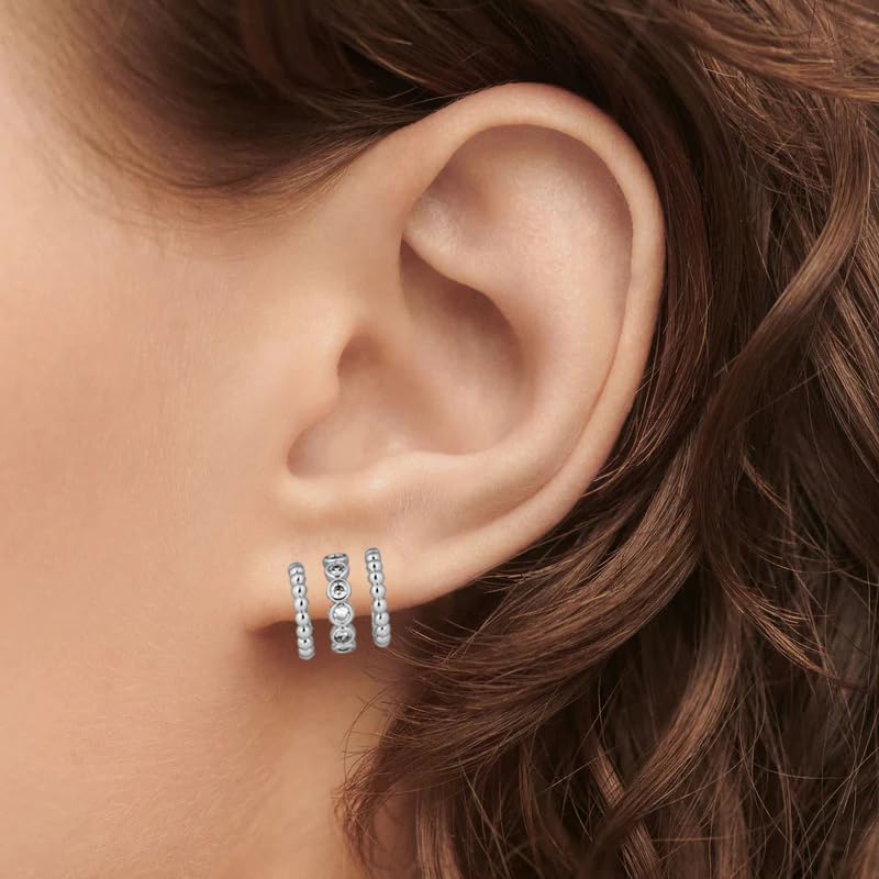 Obidos 14K Gold Plated Triple Huggie Illusion Stud Earrings | Double Huggie Hoop Earrings for One Hole | Gold Hoop Earrings for Women | Drop earrings