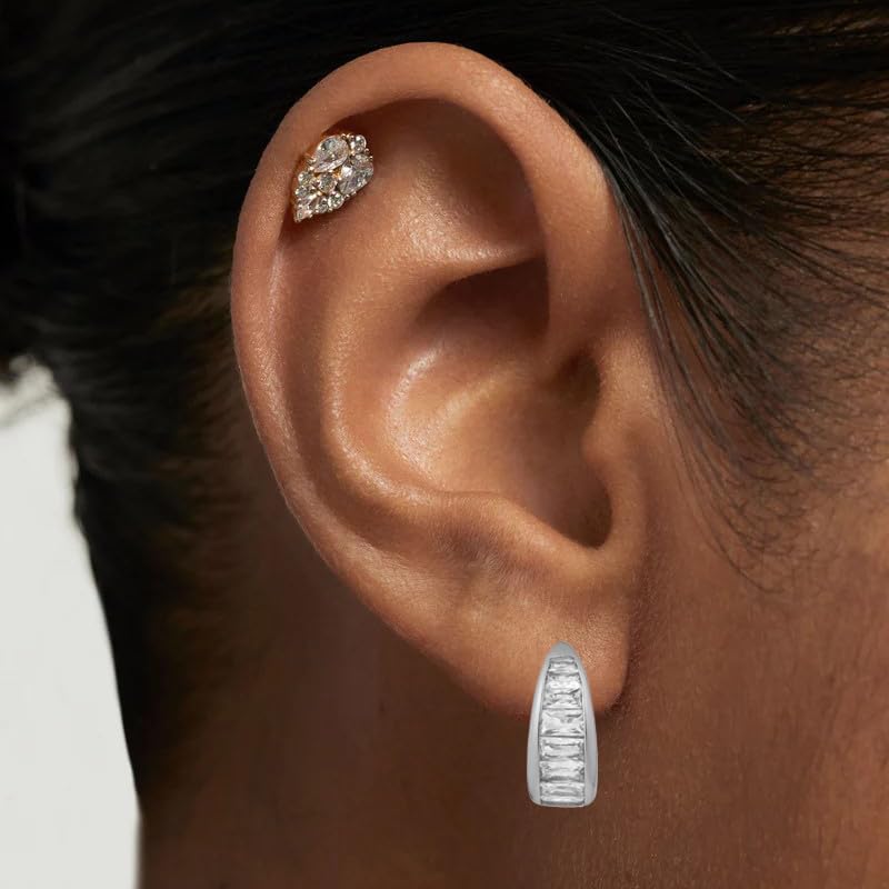 Obidos 14K Gold Plated Triple Huggie Illusion Stud Earrings | Double Huggie Hoop Earrings for One Hole | Gold Hoop Earrings for Women | Drop earrings