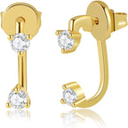 Obidos 14K Gold Plated Triple Huggie Illusion Stud Earrings | Double Huggie Hoop Earrings for One Hole | Gold Hoop Earrings for Women | Drop earrings