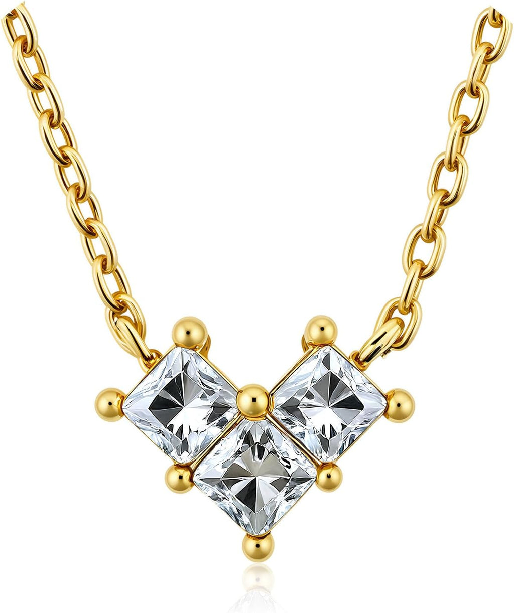 Turandoss Birthstone Necklaces for Women - Created 14K Gold Plated Blue Green Emerald Pendent Necklaces for Women Teen Girls 12 Month Dainty Heart Birthstone Jewelry Birthday Gifts