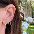 Obidos 14K Gold Plated Triple Huggie Illusion Stud Earrings | Double Huggie Hoop Earrings for One Hole | Gold Hoop Earrings for Women | Drop earrings