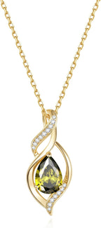 FANCIME Birthstone Necklace for Women Teardrop Necklace S925 Sterling Silver Infinity Love Birthday Gifts for Mom Women Girls, 16"+2" Inches