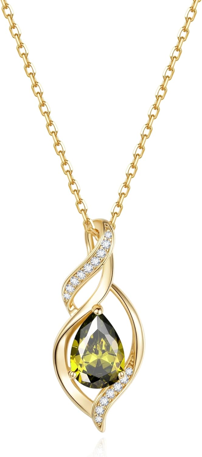 FANCIME Birthstone Necklace for Women Teardrop Necklace S925 Sterling Silver Infinity Love Birthday Gifts for Mom Women Girls, 16"+2" Inches