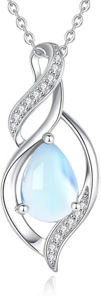 FANCIME Birthstone Necklace for Women Teardrop Necklace S925 Sterling Silver Infinity Love Birthday Gifts for Mom Women Girls, 16"+2" Inches