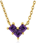 Turandoss Birthstone Necklaces for Women - Created 14K Gold Plated Blue Green Emerald Pendent Necklaces for Women Teen Girls 12 Month Dainty Heart Birthstone Jewelry Birthday Gifts