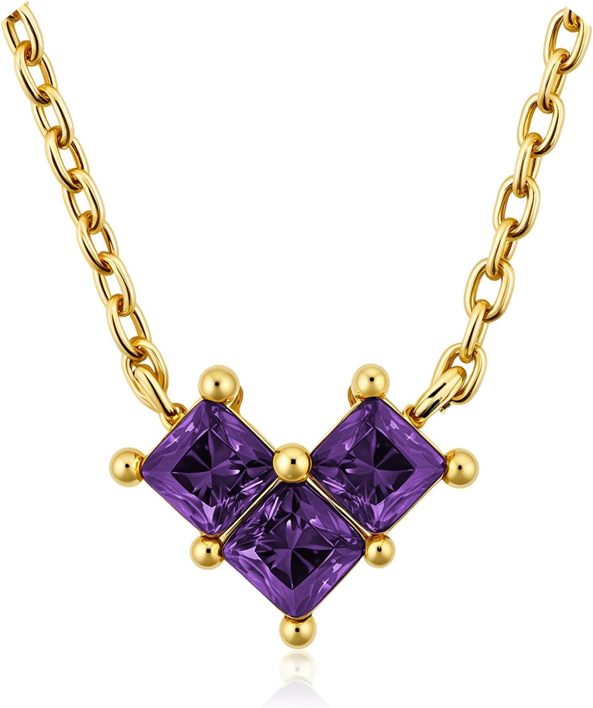 Turandoss Birthstone Necklaces for Women - Created 14K Gold Plated Blue Green Emerald Pendent Necklaces for Women Teen Girls 12 Month Dainty Heart Birthstone Jewelry Birthday Gifts