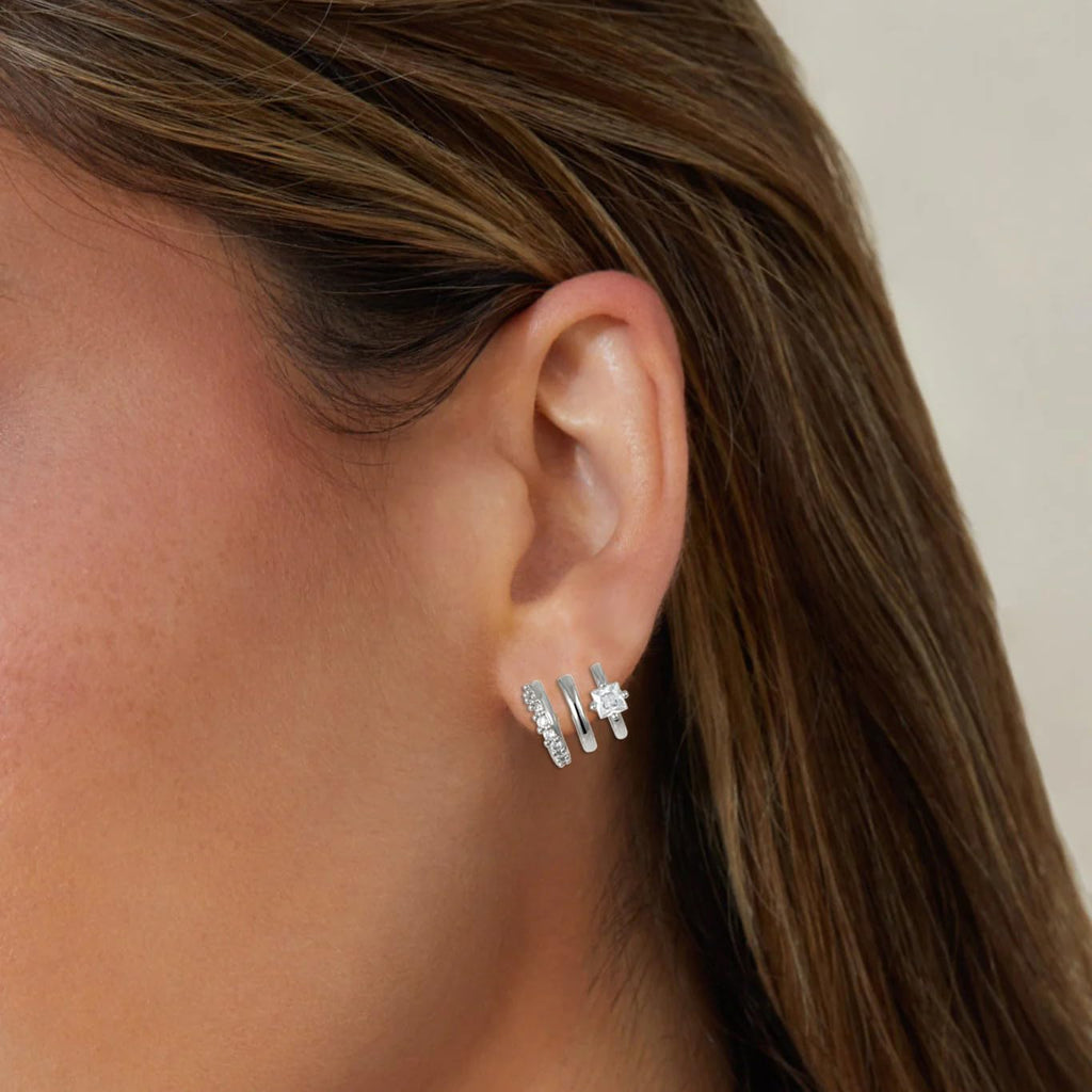 Obidos 14K Gold Plated Triple Huggie Illusion Stud Earrings | Double Huggie Hoop Earrings for One Hole | Gold Hoop Earrings for Women | Drop earrings