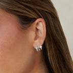 Obidos 14K Gold Plated Triple Huggie Illusion Stud Earrings | Double Huggie Hoop Earrings for One Hole | Gold Hoop Earrings for Women | Drop earrings