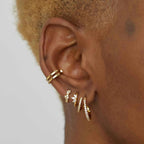 Obidos 14K Gold Plated Triple Huggie Illusion Stud Earrings | Double Huggie Hoop Earrings for One Hole | Gold Hoop Earrings for Women | Drop earrings