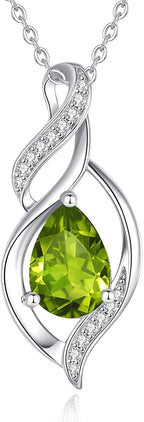 FANCIME Birthstone Necklace for Women Teardrop Necklace S925 Sterling Silver Infinity Love Birthday Gifts for Mom Women Girls, 16"+2" Inches