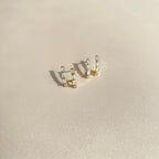 Obidos 14K Gold Plated Triple Huggie Illusion Stud Earrings | Double Huggie Hoop Earrings for One Hole | Gold Hoop Earrings for Women | Drop earrings