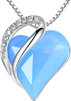 Leafael Necklaces for Women, Infinity Love Birthstone Heart Crystal Pendant, Birthday Jewelry Gifts for Her, Mom, and Wife, Silver Plated, 18 plus 2 inch Adjustable Chain
