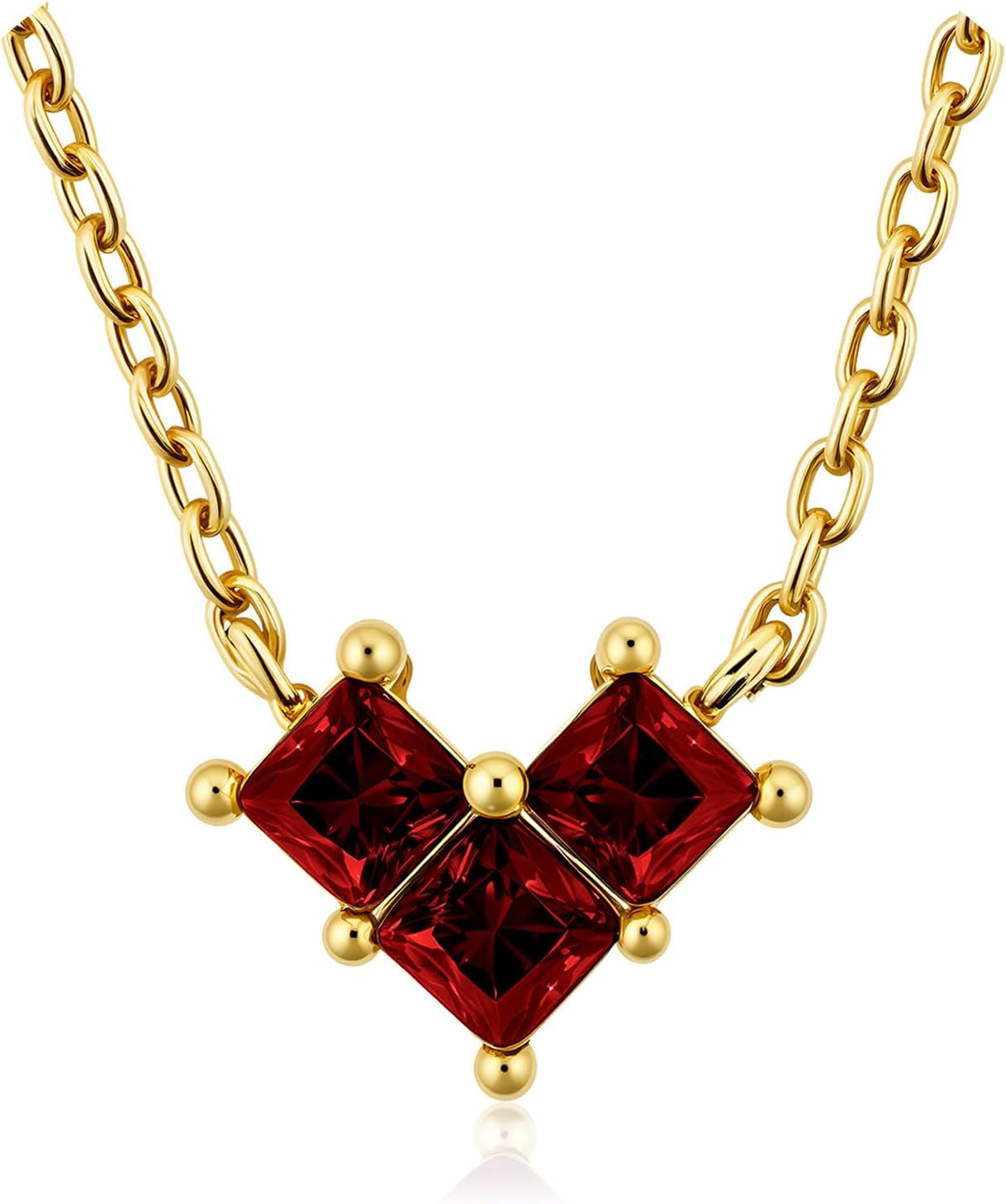 Turandoss Birthstone Necklaces for Women - Created 14K Gold Plated Blue Green Emerald Pendent Necklaces for Women Teen Girls 12 Month Dainty Heart Birthstone Jewelry Birthday Gifts