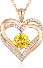 LOUISA SECRET Love Heart Birthstone Necklaces for Women, Birthday Gift for Women, Anniversary Jewelry for Wife Her, 925 Sterling Silver Pendant Necklace, Mother's Day Gift