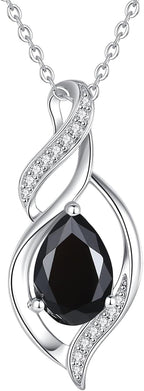 FANCIME Birthstone Necklace for Women Teardrop Necklace S925 Sterling Silver Infinity Love Birthday Gifts for Mom Women Girls, 16"+2" Inches