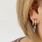 Obidos 14K Gold Plated Triple Huggie Illusion Stud Earrings | Double Huggie Hoop Earrings for One Hole | Gold Hoop Earrings for Women | Drop earrings