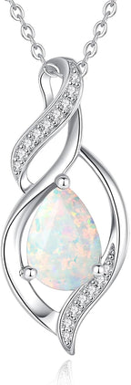 FANCIME Birthstone Necklace for Women Teardrop Necklace S925 Sterling Silver Infinity Love Birthday Gifts for Mom Women Girls, 16"+2" Inches