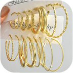 42 Pairs Gold Hoop Earrings Set for Women, Fashion Chunky Pearl Earrings Multipack Twisted Statement Earring Pack, Hypoallergenic Small Big Hoops Earrings for Birthday Party