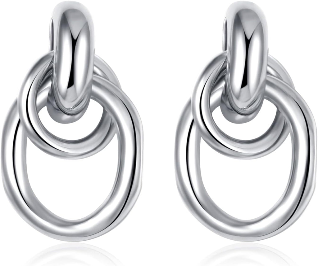 Trendy Gold Plated Knot Earrings for Women Chunky Statement Drop Dangle Earrings Lightweight Hypoallergenic Fashion Accessories Gold Jewelry Gifts for Womens