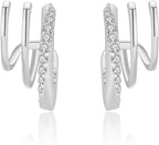 Obidos 14K Gold Plated Triple Huggie Illusion Stud Earrings | Double Huggie Hoop Earrings for One Hole | Gold Hoop Earrings for Women | Drop earrings