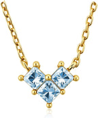 Turandoss Birthstone Necklaces for Women - Created 14K Gold Plated Blue Green Emerald Pendent Necklaces for Women Teen Girls 12 Month Dainty Heart Birthstone Jewelry Birthday Gifts