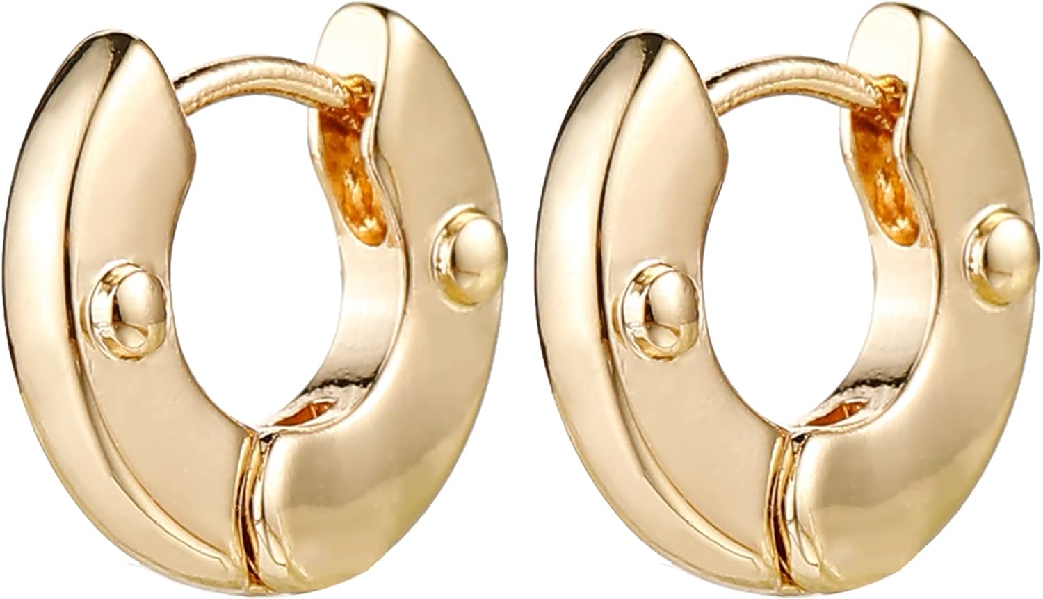 Gold Chunky Hoop Earrings Set for Women, 14K Gold Plated Twisted Huggie Hoop Earring Hypoallergenic, Thick Open Hoops Set Lightweight