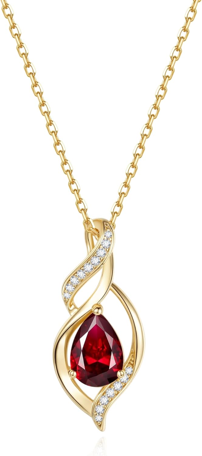 FANCIME Birthstone Necklace for Women Teardrop Necklace S925 Sterling Silver Infinity Love Birthday Gifts for Mom Women Girls, 16"+2" Inches