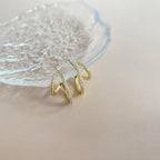 Obidos 14K Gold Plated Triple Huggie Illusion Stud Earrings | Double Huggie Hoop Earrings for One Hole | Gold Hoop Earrings for Women | Drop earrings