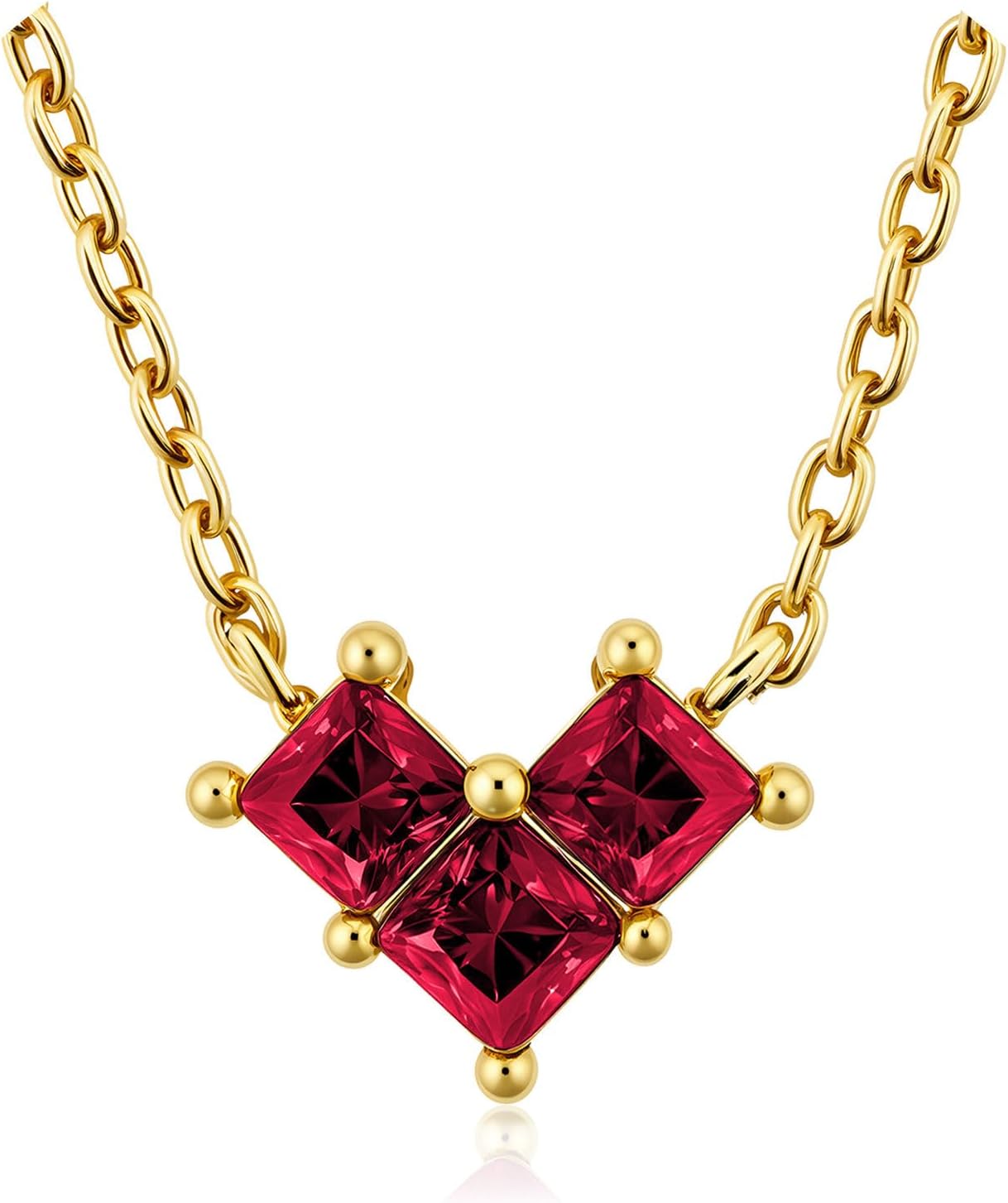 Turandoss Birthstone Necklaces for Women - Created 14K Gold Plated Blue Green Emerald Pendent Necklaces for Women Teen Girls 12 Month Dainty Heart Birthstone Jewelry Birthday Gifts