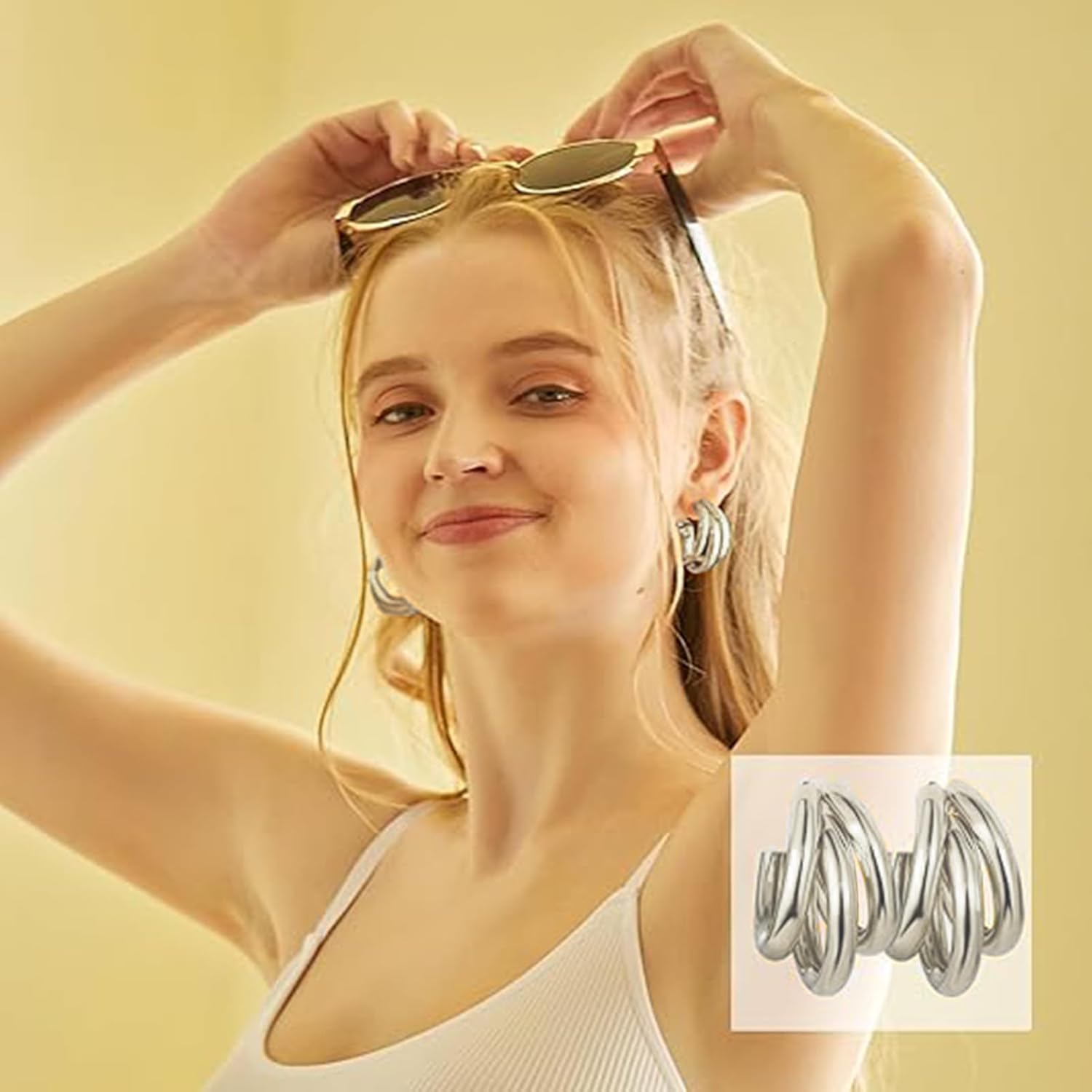 42 Pairs Gold Hoop Earrings Set for Women, Fashion Chunky Pearl Earrings Multipack Twisted Statement Earring Pack, Hypoallergenic Small Big Hoops Earrings for Birthday Party