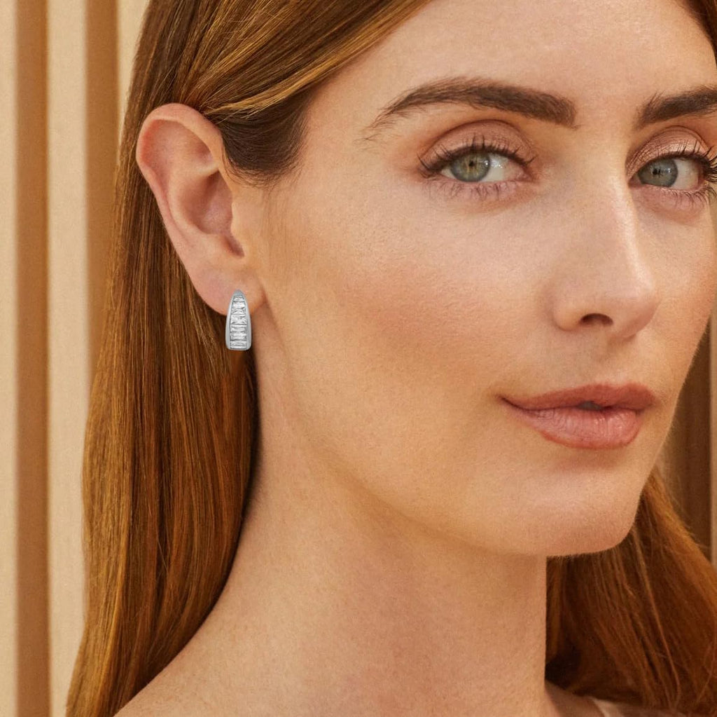 Obidos 14K Gold Plated Triple Huggie Illusion Stud Earrings | Double Huggie Hoop Earrings for One Hole | Gold Hoop Earrings for Women | Drop earrings