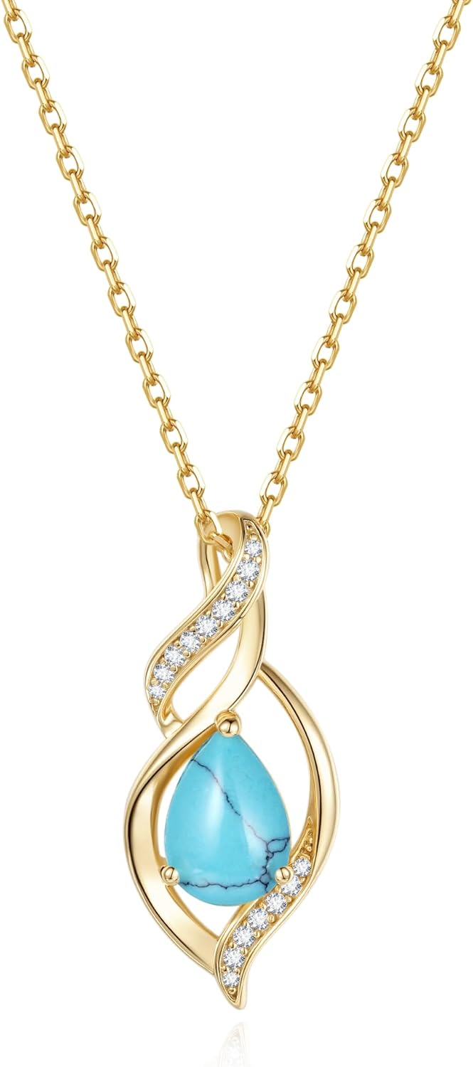 FANCIME Birthstone Necklace for Women Teardrop Necklace S925 Sterling Silver Infinity Love Birthday Gifts for Mom Women Girls, 16"+2" Inches