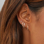 Obidos 14K Gold Plated Triple Huggie Illusion Stud Earrings | Double Huggie Hoop Earrings for One Hole | Gold Hoop Earrings for Women | Drop earrings