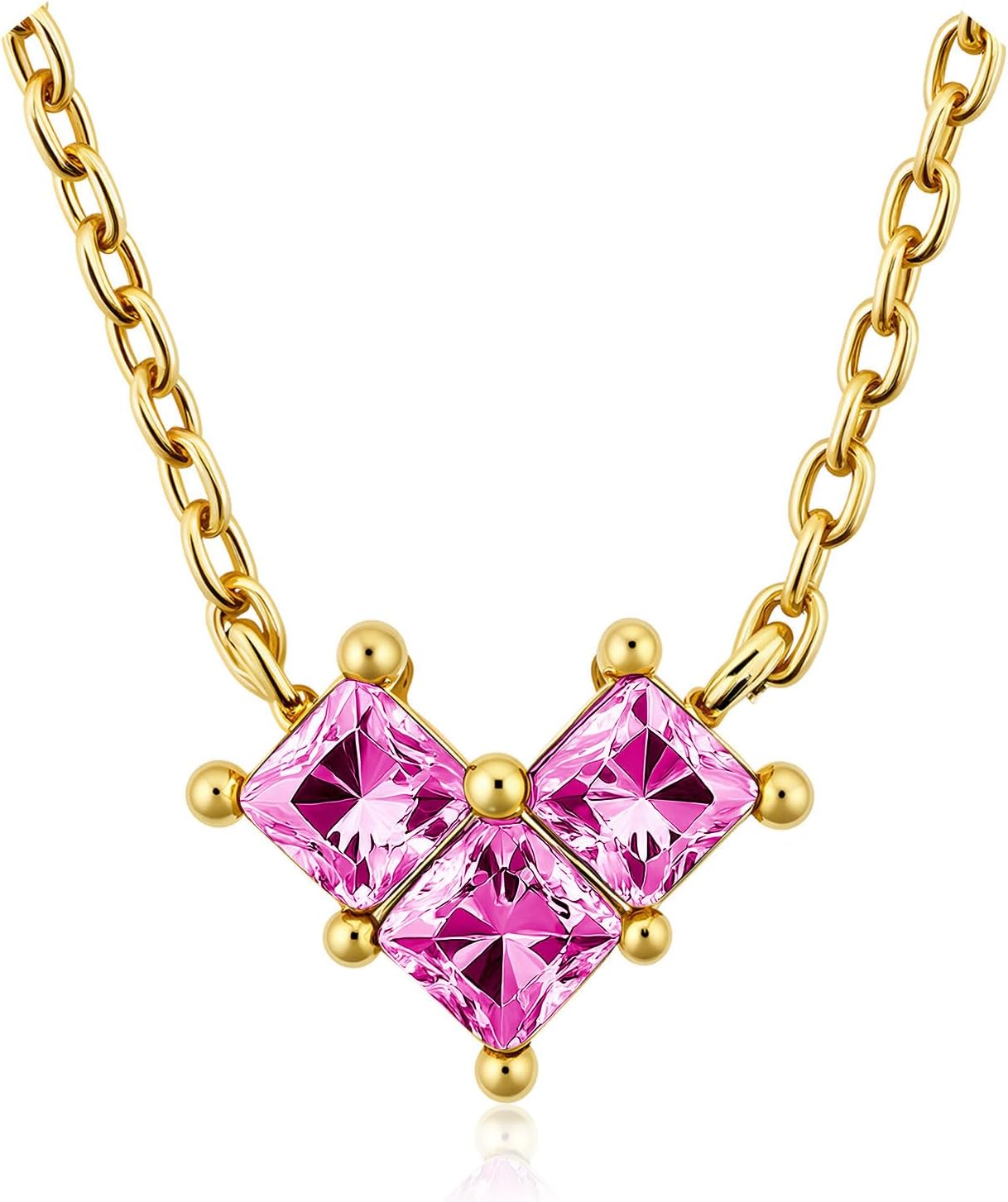 Turandoss Birthstone Necklaces for Women - Created 14K Gold Plated Blue Green Emerald Pendent Necklaces for Women Teen Girls 12 Month Dainty Heart Birthstone Jewelry Birthday Gifts