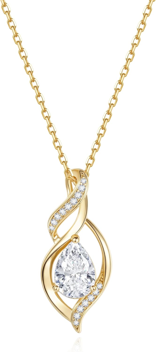 FANCIME Birthstone Necklace for Women Teardrop Necklace S925 Sterling Silver Infinity Love Birthday Gifts for Mom Women Girls, 16"+2" Inches
