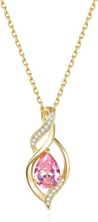 FANCIME Birthstone Necklace for Women Teardrop Necklace S925 Sterling Silver Infinity Love Birthday Gifts for Mom Women Girls, 16"+2" Inches