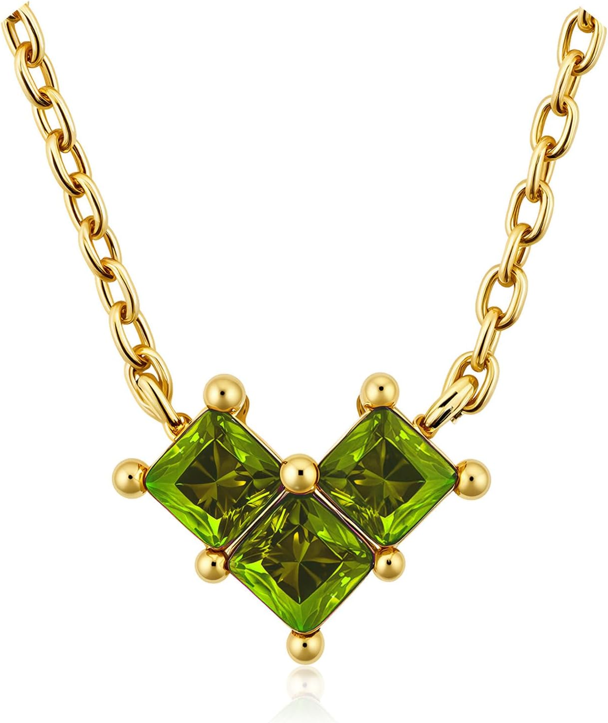 Turandoss Birthstone Necklaces for Women - Created 14K Gold Plated Blue Green Emerald Pendent Necklaces for Women Teen Girls 12 Month Dainty Heart Birthstone Jewelry Birthday Gifts