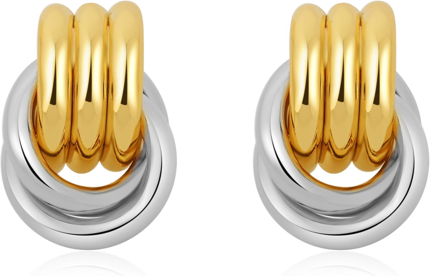 Trendy Gold Plated Knot Earrings for Women Chunky Statement Drop Dangle Earrings Lightweight Hypoallergenic Fashion Accessories Gold Jewelry Gifts for Womens