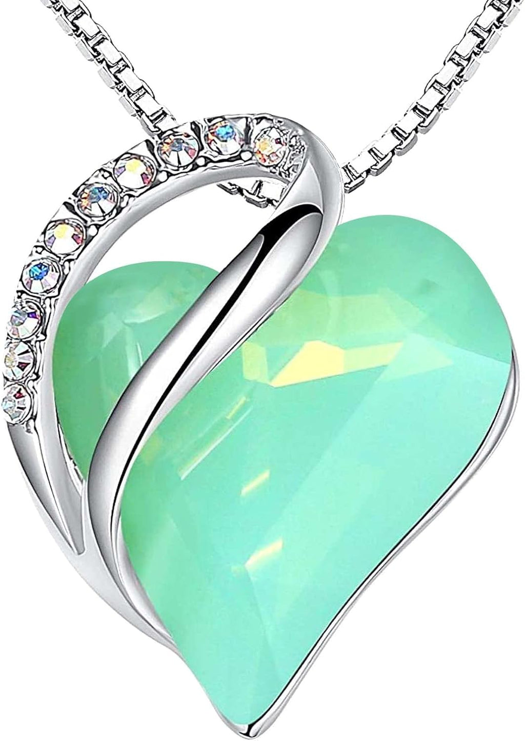 Leafael Necklaces for Women, Infinity Love Birthstone Heart Crystal Pendant, Birthday Jewelry Gifts for Her, Mom, and Wife, Silver Plated, 18 plus 2 inch Adjustable Chain