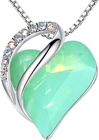 Leafael Necklaces for Women, Infinity Love Birthstone Heart Crystal Pendant, Birthday Jewelry Gifts for Her, Mom, and Wife, Silver Plated, 18 plus 2 inch Adjustable Chain