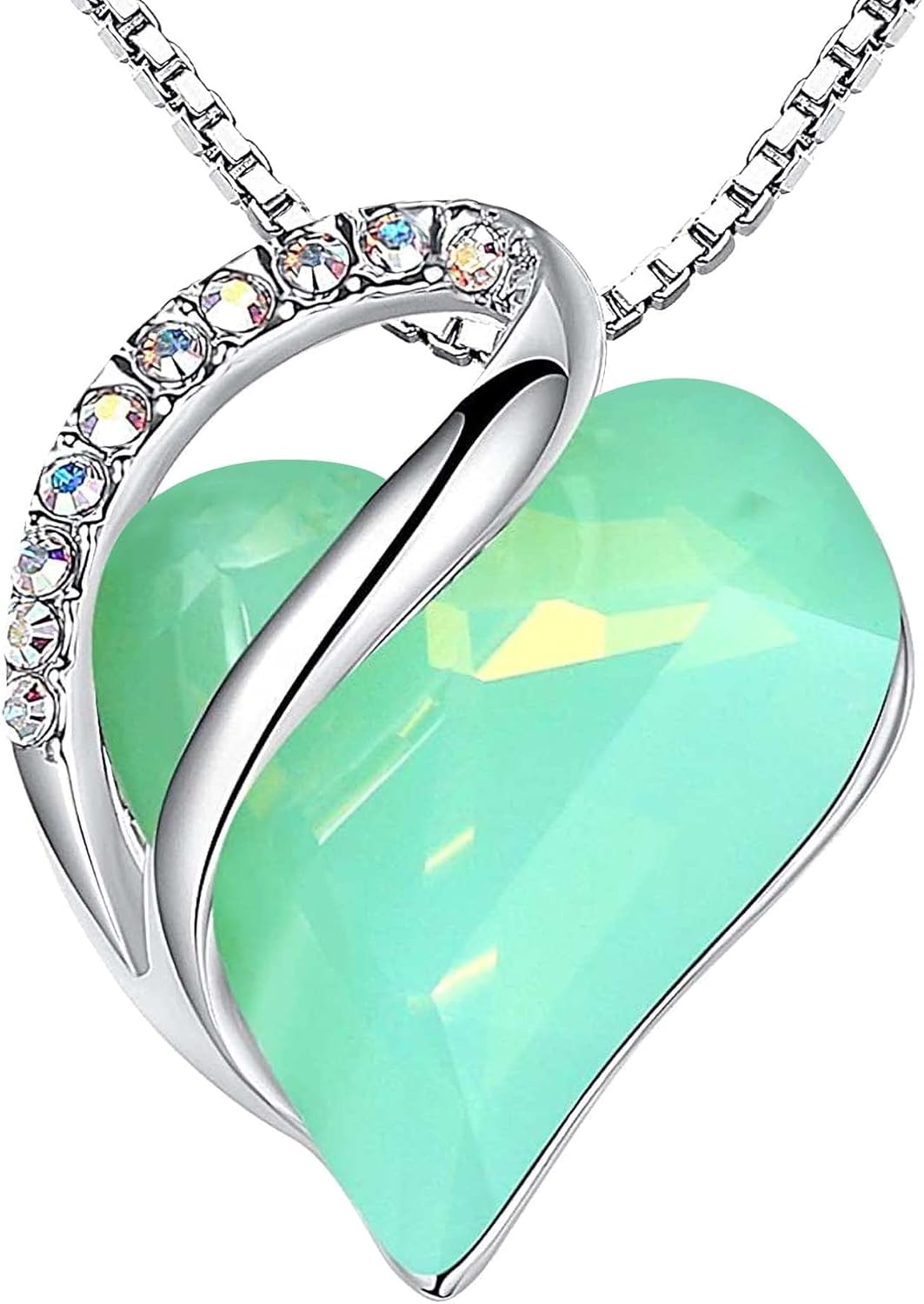 Leafael Necklaces for Women, Infinity Love Birthstone Heart Crystal Pendant, Birthday Jewelry Gifts for Her, Mom, and Wife, Silver Plated, 18 plus 2 inch Adjustable Chain
