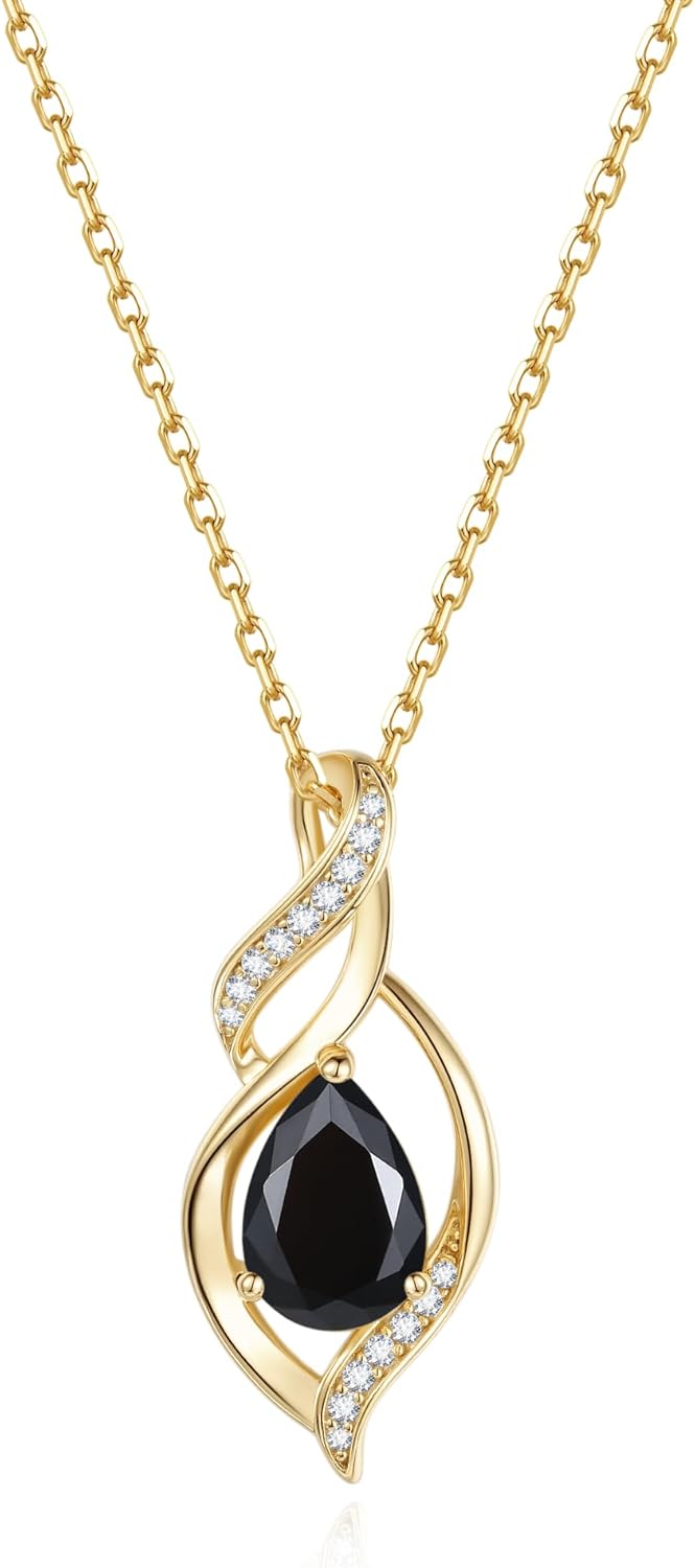 FANCIME Birthstone Necklace for Women Teardrop Necklace S925 Sterling Silver Infinity Love Birthday Gifts for Mom Women Girls, 16"+2" Inches