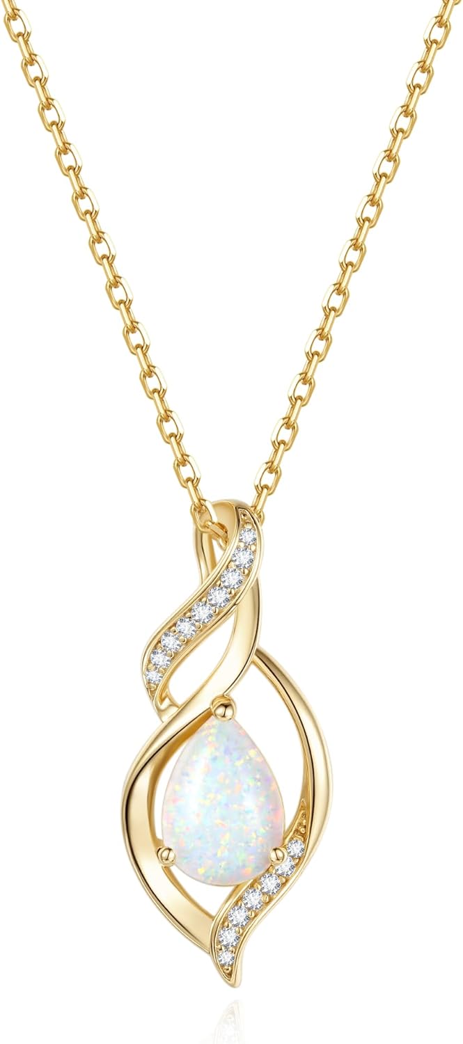 FANCIME Birthstone Necklace for Women Teardrop Necklace S925 Sterling Silver Infinity Love Birthday Gifts for Mom Women Girls, 16"+2" Inches