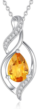 FANCIME Birthstone Necklace for Women Teardrop Necklace S925 Sterling Silver Infinity Love Birthday Gifts for Mom Women Girls, 16"+2" Inches