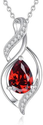 FANCIME Birthstone Necklace for Women Teardrop Necklace S925 Sterling Silver Infinity Love Birthday Gifts for Mom Women Girls, 16"+2" Inches