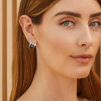 Obidos 14K Gold Plated Triple Huggie Illusion Stud Earrings | Double Huggie Hoop Earrings for One Hole | Gold Hoop Earrings for Women | Drop earrings