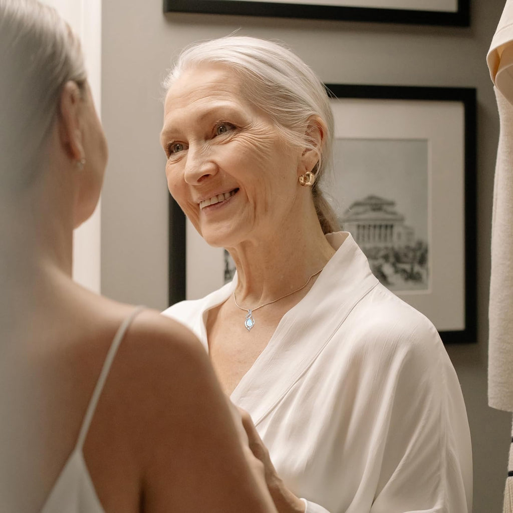 FANCIME Birthstone Necklace for Women Teardrop Necklace S925 Sterling Silver Infinity Love Birthday Gifts for Mom Women Girls, 16"+2" Inches