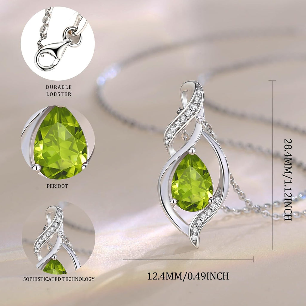 FANCIME Birthstone Necklace for Women Teardrop Necklace S925 Sterling Silver Infinity Love Birthday Gifts for Mom Women Girls, 16"+2" Inches