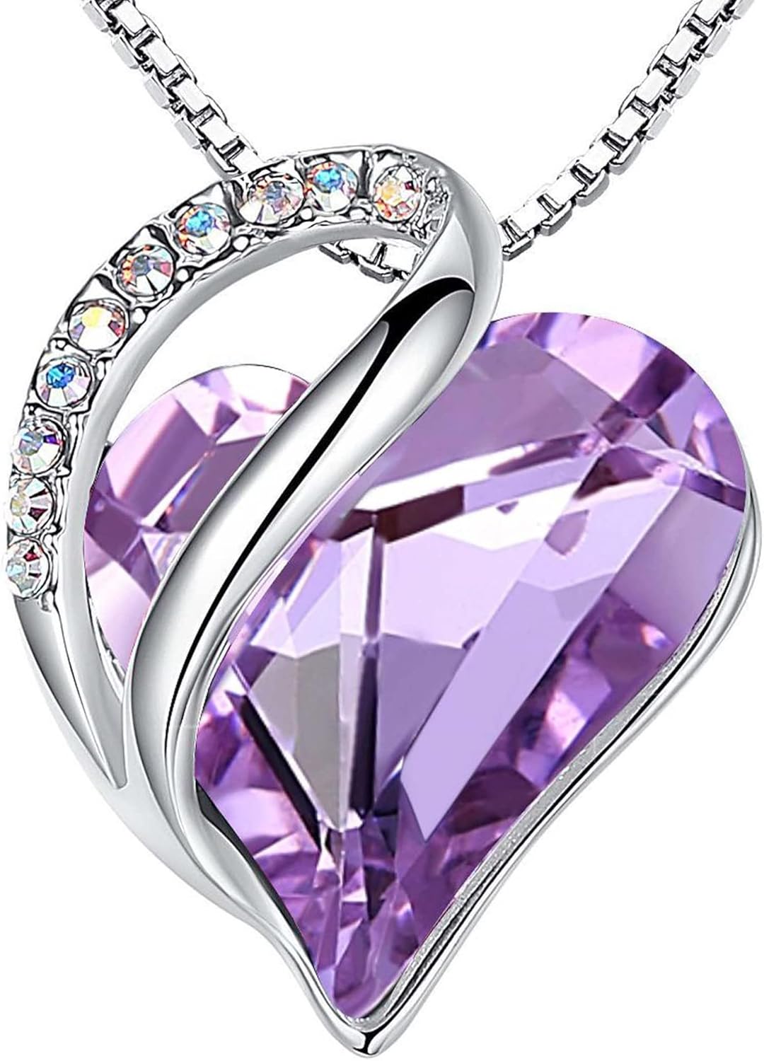 Leafael Necklaces for Women, Infinity Love Birthstone Heart Crystal Pendant, Birthday Jewelry Gifts for Her, Mom, and Wife, Silver Plated, 18 plus 2 inch Adjustable Chain