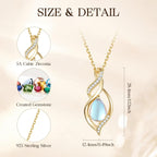 FANCIME Birthstone Necklace for Women Teardrop Necklace S925 Sterling Silver Infinity Love Birthday Gifts for Mom Women Girls, 16"+2" Inches